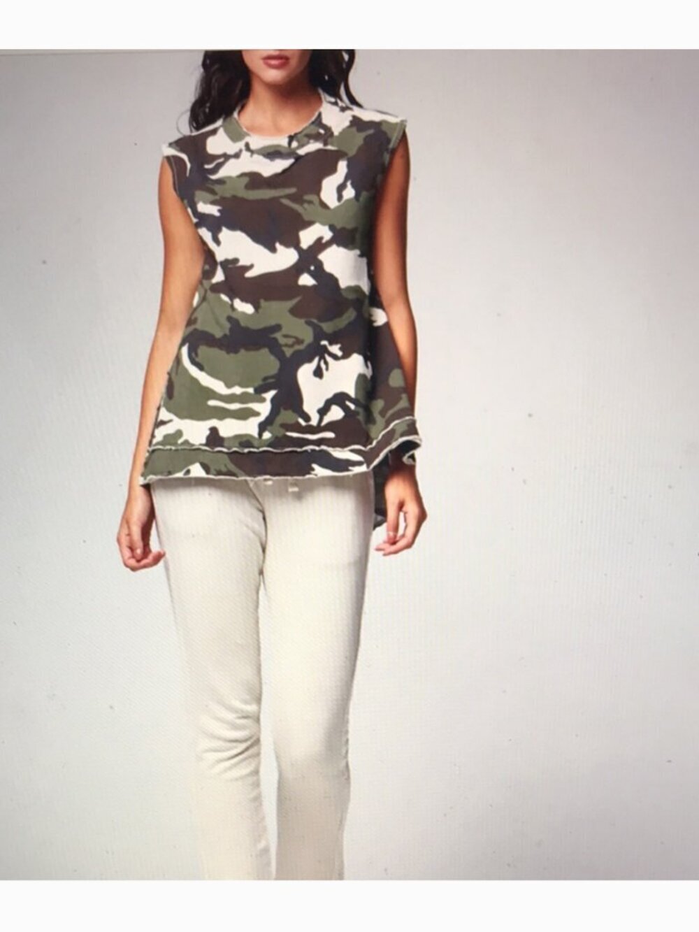 Baci Italy Silk Camo Top Medium Relaxed Designer Grunge Flowy Chic Euro Resort